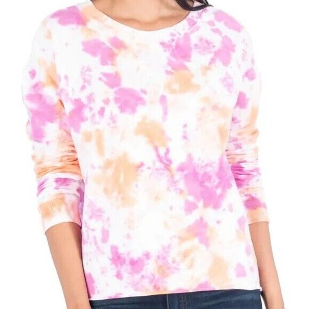 Kut From The Kloth Michaela Tie Dye Sweatshirt Pink Orange Cotton Crew NEW $79